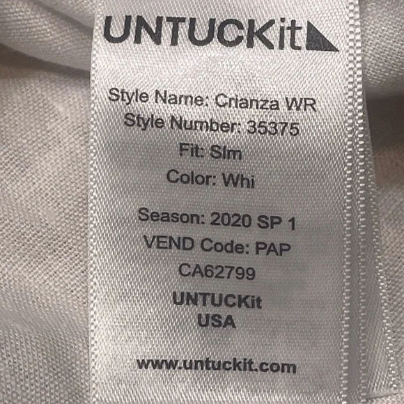 UNTUCKit 100% Linen Crisp White Casual Button Down Shirt Size Small Slim Fit - Picture 10 of 16